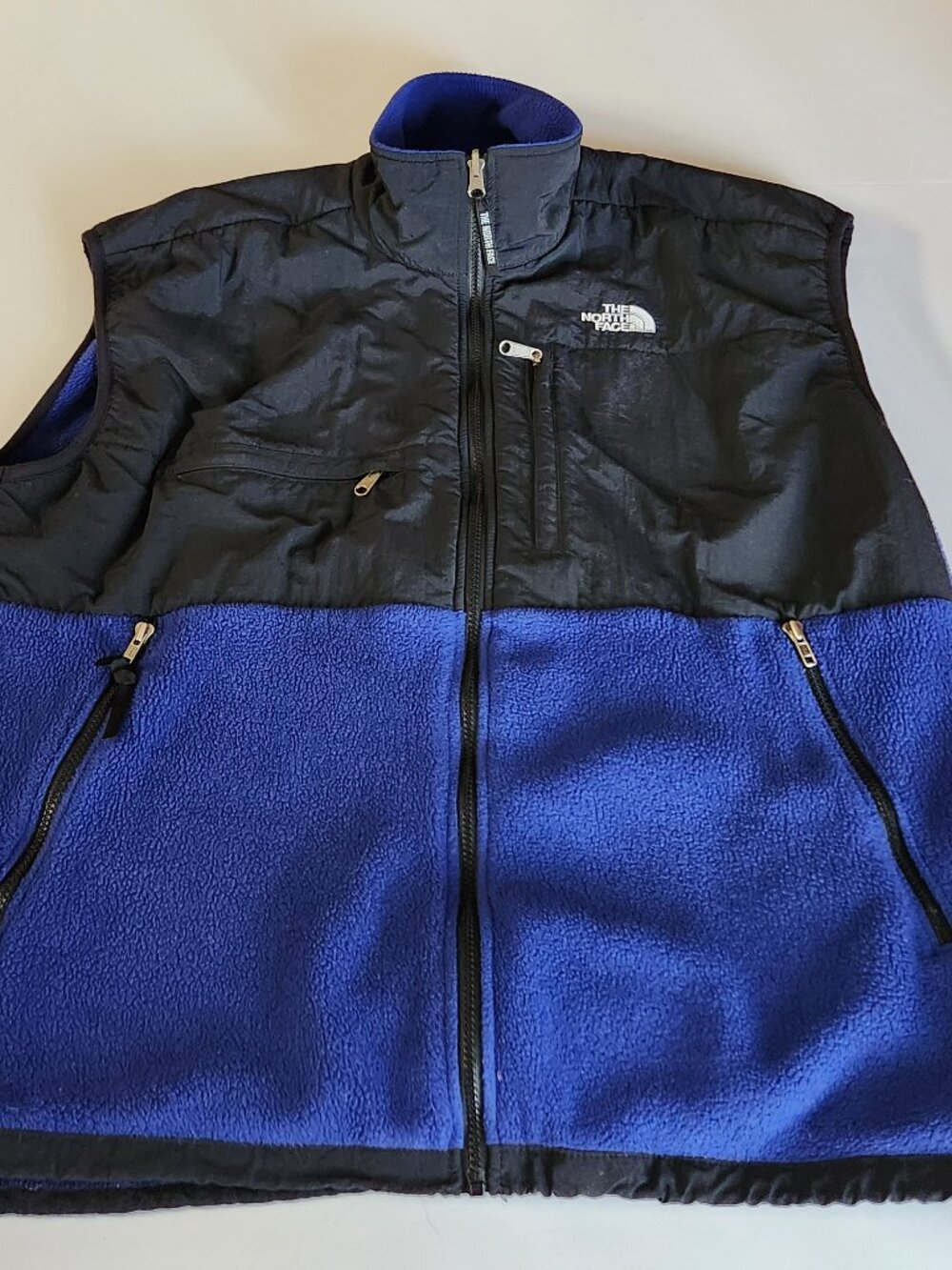 North Face Denali Vest XXL Men's Full Zip Sleeveless Fleece Vest Blue Black USA